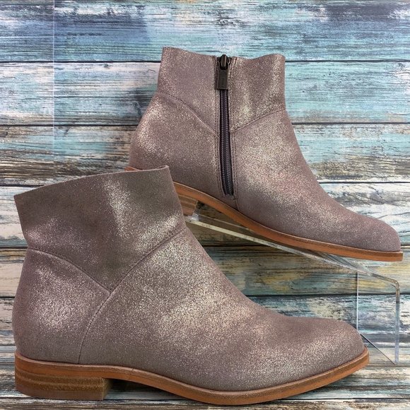 Isola Shoes - Isola Mosina Taupe Leather Ankle Boot Bootie Shimmery Gold Zip Up Womens 6M